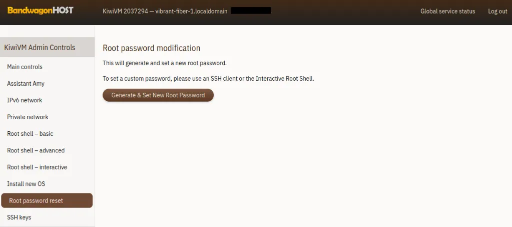 Root password reset 页面