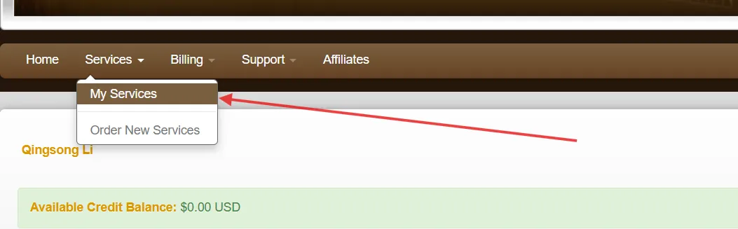 搬瓦工 My Services 菜单